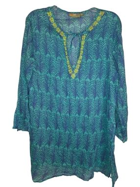 Rock Flower Paper Summer Blue Beach Pool Cover Up